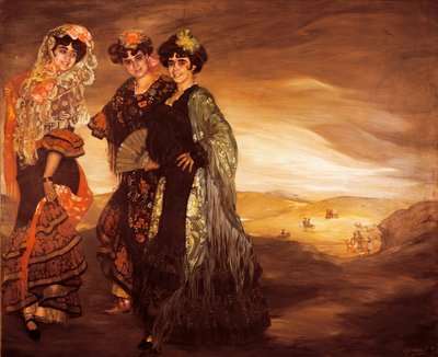 Les trois cousins (avec les costumes traditionnels espagnols de danseurs) vers 1903 - Ignacio Zuloaga y Zabaleta