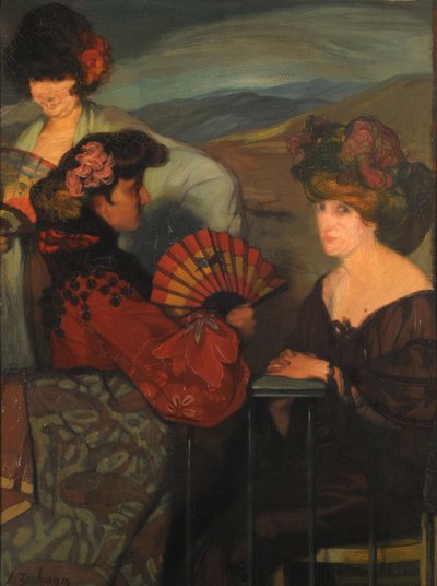 Femmes espagnoles et une femme anglaise sur le balcon, 1900s - Ignacio Zuloaga y Zabaleto