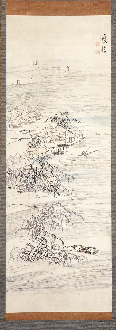Village fluvial et plaisir de la pêche - Ike no Taiga