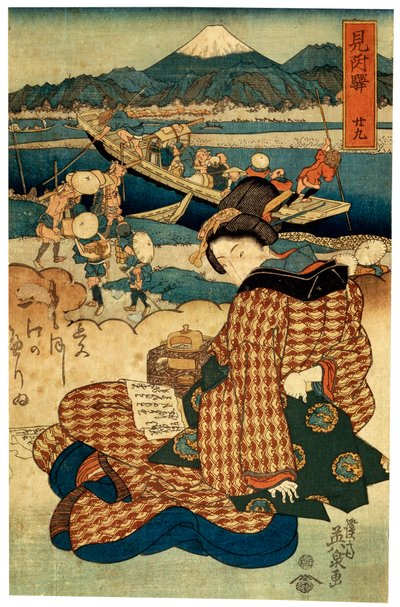 Station 29. Mitsuke de la série Les Beautés du Tokaido, vers 1830-1835 - Ikeda Eisen