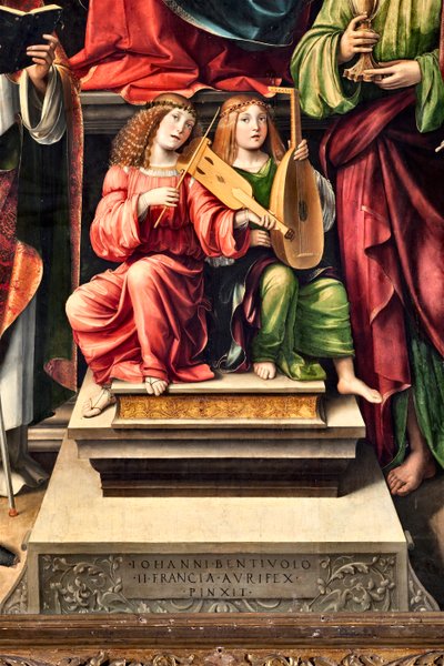 Anges musiciens, détail de la Vierge à l