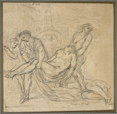 Saint Abdon et Saint Sennen enterrant des martyrs chrétiens, 1653-1657 - Il and Brueghel, Abraham Borgognone