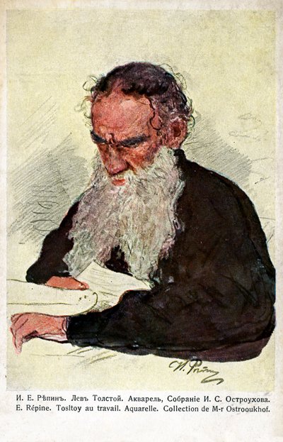 Léon Tolstoï au travail par Répine - Ilya Efimovich (after) Repin