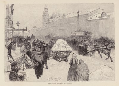 La Perspective Nevski en hiver - Ilya Efimovich (after) Repin