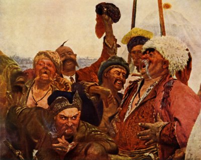 (détail) des Zaporogues écrivant une lettre au Sultan Turc, 1880-1890, 1965 - Ilya Efimovich Repin