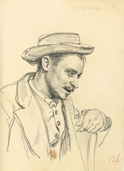 Homme avec un chapeau de profil, c. 1872-1875 - Ilya Efimovich Repin