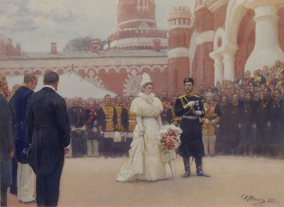 Nicolas II recevant les anciens des districts ruraux le 18 mai 1896 dans la cour du palais Petrovsky à Moscou, 1897 - Ilya Efimovich Repin