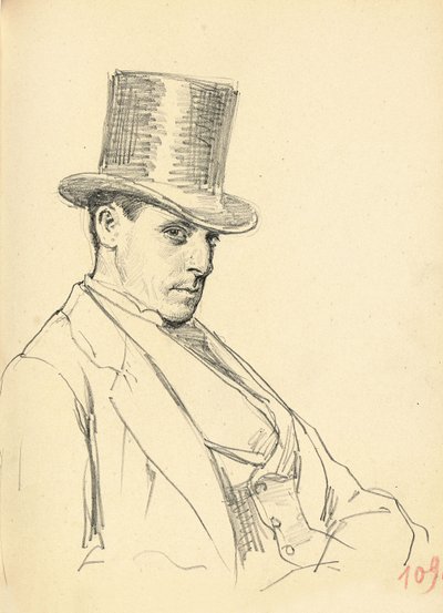 Homme assis avec un haut-de-forme - Ilya Efimovich Repin