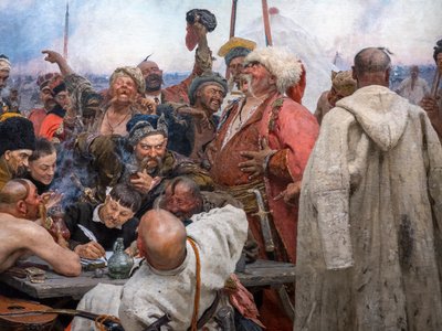 Les Cosaques Zaporogues Écrivant une Lettre au Sultan de Turquie - Ilya Efimovich Repin