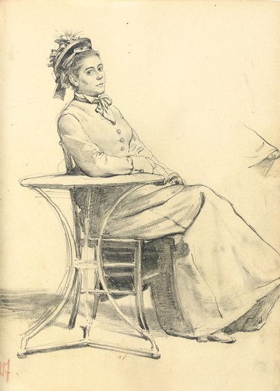 Femme assise à une table de café, vers 1872-1875 - Ilya Efimovich Repin