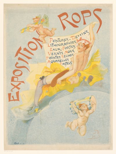 Affiche pour une exposition des œuvres de Félicien Rops (Exposition Rops) - Imprimerie Crété