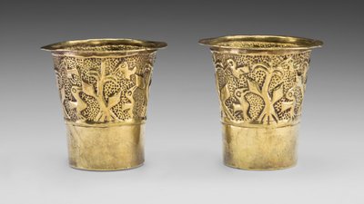 Paire de gobelets représentant des oiseaux dans un champ de maïs, 1100-1438 apr. J.-C. - Incan