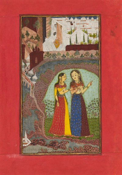 Deux dames dans un paysage avec palais, vers 1725 - Incha Ram