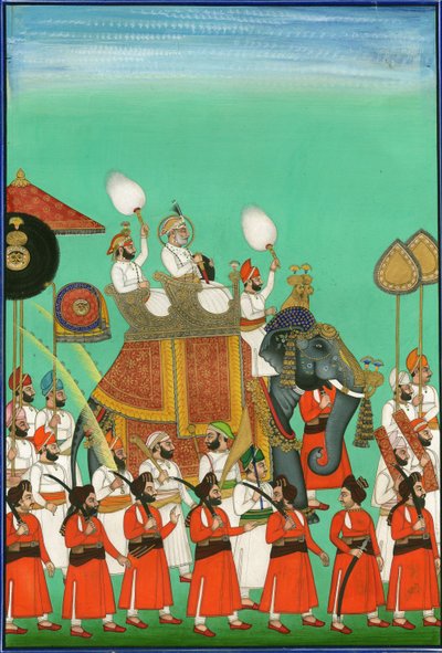 Raja de Jodhpur chevauchant un éléphant, vers 1780 - Indian Art