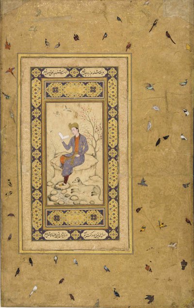 Jeune homme lisant dans un paysage, c. 1608-1610 - Indian Art.