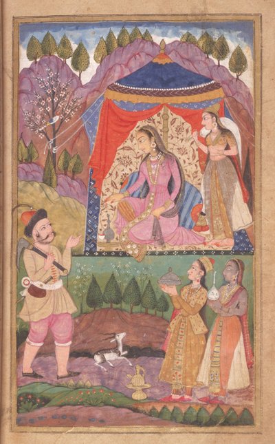 Folio 138 Farhad raconte ses aventures à la princesse Shirin, du Khusrau et Shirin, École Deccani, 1722 - Indian School