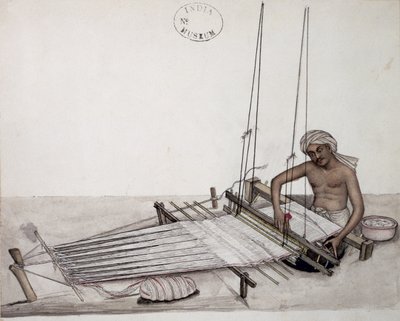Tisserand à un métier, Bombay, vers 1873 - Indian School