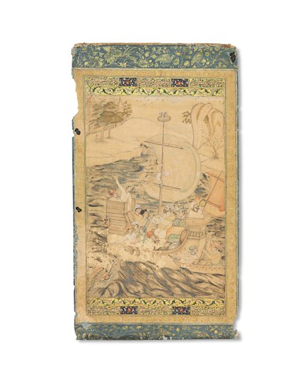 Une Caravelle Attaquée par un Monstre Marin, Inde Moghole, vers 1590 - Indian School