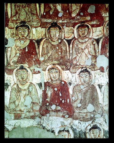 Une multitude de Bouddhas assis, détail, de l
