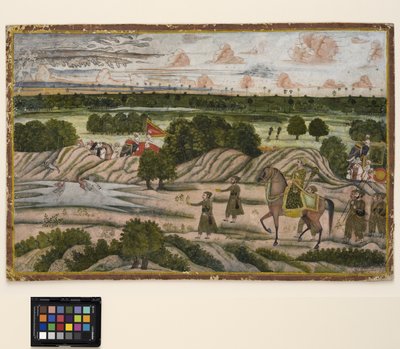 Un Nawab et ses serviteurs en expédition de chasse - Indian School