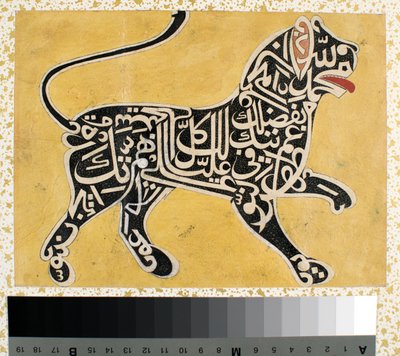 Un lion fait de calligraphie, vers 1800 - Indian School