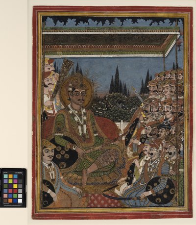 Un prince en darbar sous un dais - Indian School
