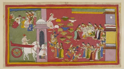 Voyant ses fils et Sita vêtus de robes d