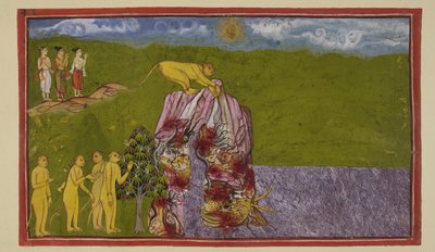 Sur les rives du grand océan, les singes se demandent comment le traverser pour atteindre Laṅkā - Indian School