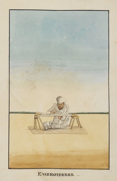 Brodeur assis à son cadre - Indian School