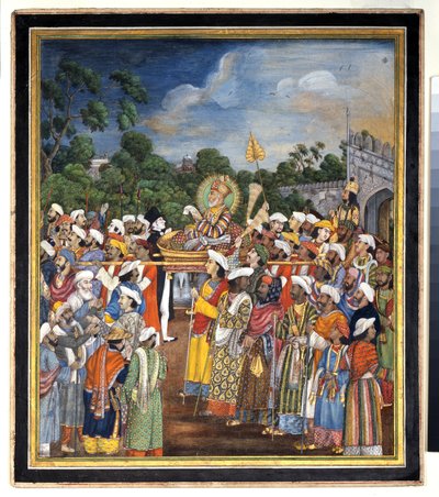 Akbar Shah II reçoit le Résident Britannique, vers 1810 - Indian School