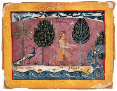 Balarama avec sa charrue à la rivière Jamna - Indian School
