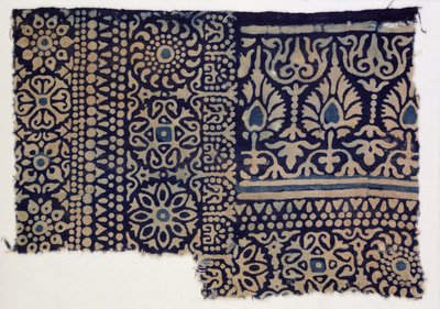 Fragment de textile imprimé au bloc, indien - Indian School