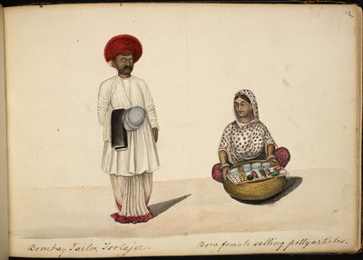 Tailleur de Bombay; Femme colporteur Bohori - Indian School