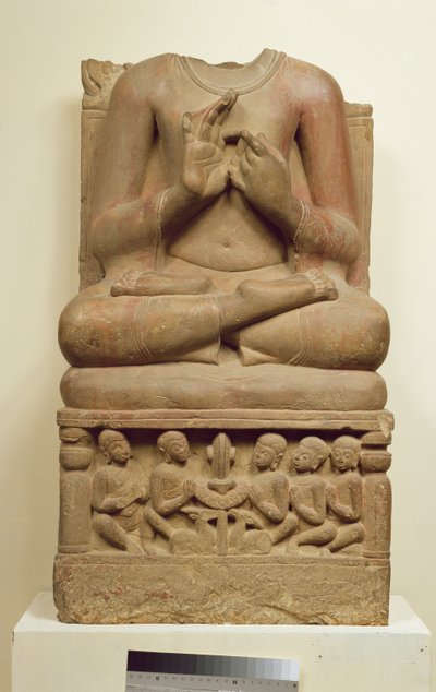Sculpture de Bouddha en train de prêcher un sermon, Sarnath, Uttar Pradesh, Ve siècle - Indian School