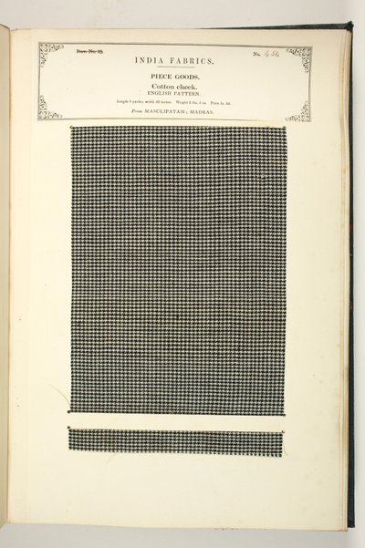 Coton à carreaux, Masulipatam, Madras, Pièces de tissu, de La Collection des fabricants de textiles de l