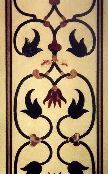 Détail de la marqueterie sur un mur extérieur, vers 1631-54 - Indian School