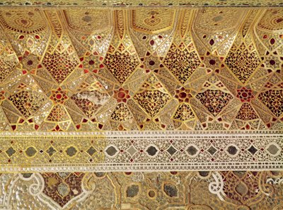 Détail de la Galerie des Miroirs, Sheesh Mahal, Fort de Lahore - Indian School