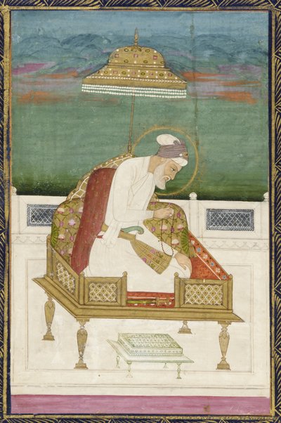 Empereur Aurangzeb; verso : panneau calligraphique, folio d