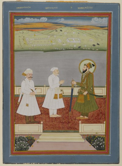 Empereur rencontrant des courtisans, début du XVIIIe siècle - Indian School