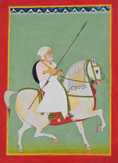 Portrait équestre de Durgadas Rathore, vers 1800 - Indian School