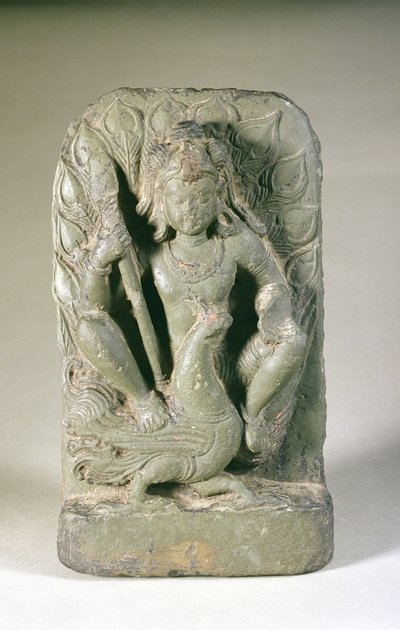 Figure de Skanda avec son paon, collines du Pendjab - Indian School
