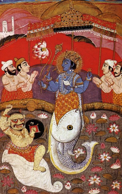 HINDOUISME Vishnu, deuxième divinité de la trinité hindoue, XXe siècle (impression) - Indian School