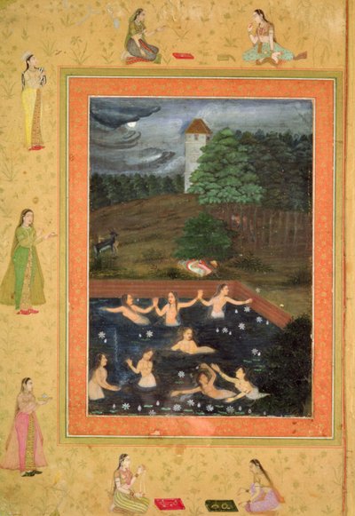 Huit femmes se baignant, c.1650 (attribué à Payag) - Indian School