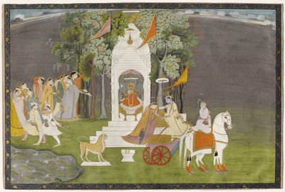 Krishna enlevant Rukmani du temple, vers 1810 - Indian School