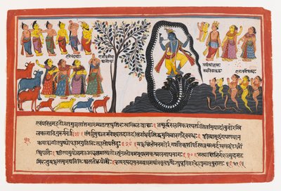 Krishna conquiert le serpent Kaliya, page d