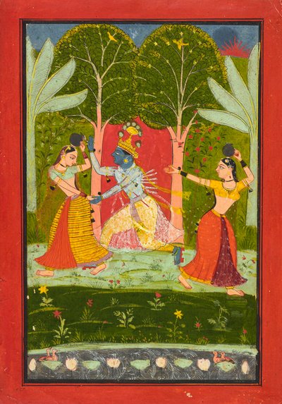 Krishna impose un péage aux gopis, c.1660 - Indian School
