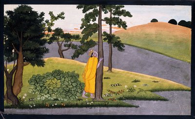 Krishna appuyé contre un arbre, attendant Radha, vers 1780 - Indian School