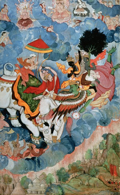Combat de Krishna avec Indra, vers 1590 - Indian School