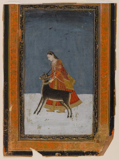 Dame avec un cerf noir, c.1750 - Indian School