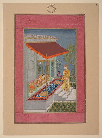 Lalita Ragini, Inde, Hyderabad, vers 1760 ; Johnson Album 37, no 8 (encre, couleurs et or sur papier) - Indian School